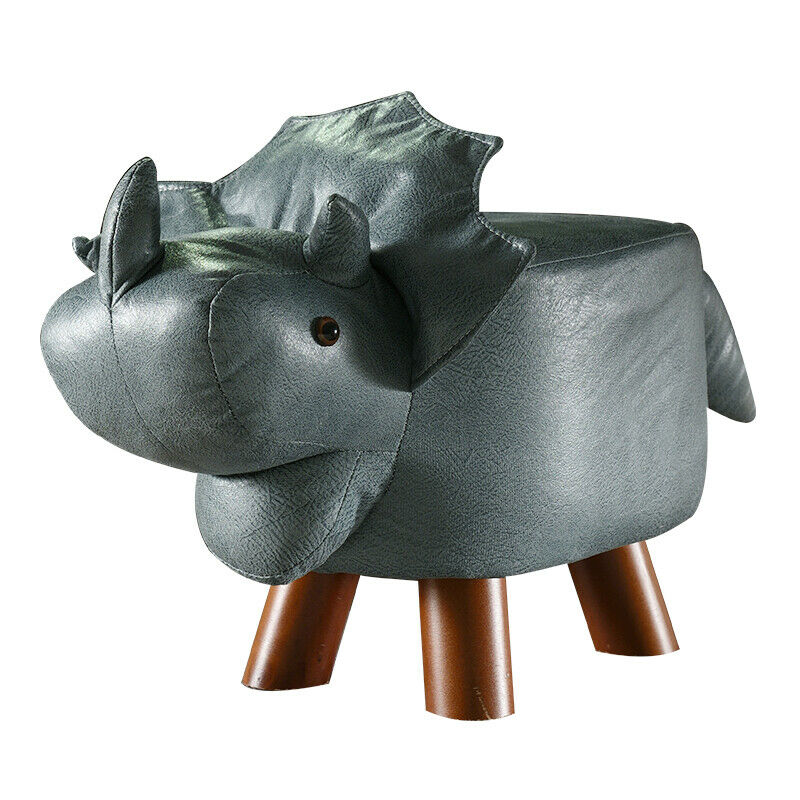 Kid's Fabric Animal Footstool Padded Cushion Rest Bedroom Pouffe Dinosaur