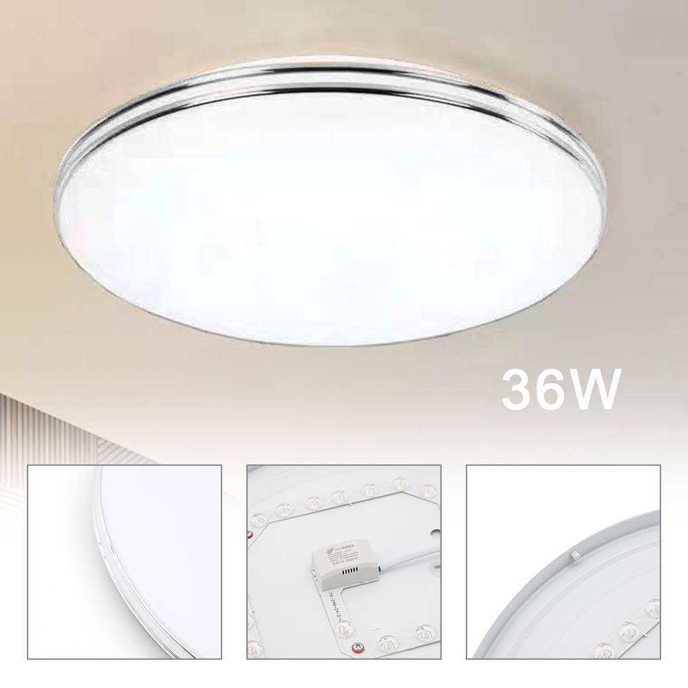 36W Bright Round LED Ceiling Light Panel Down Living Room Bathroom Wall Lamp (36W Silver Frame)