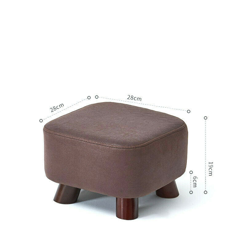Wooden Footstools Ottoman Leather Foot Stool Rectangle Footrest Padded