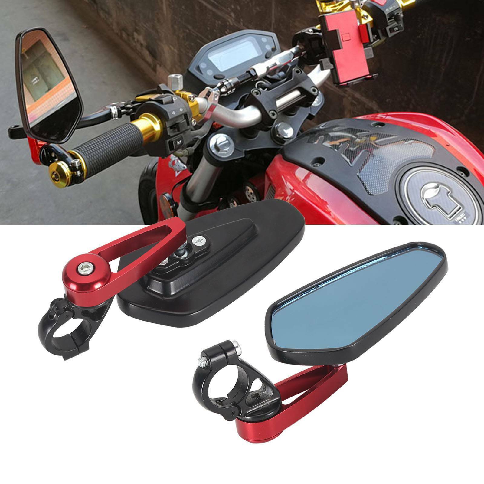Pair of 7/8" 22mm Motorcycle Motorbike Alloy Bar End Side Rearview Mirrors