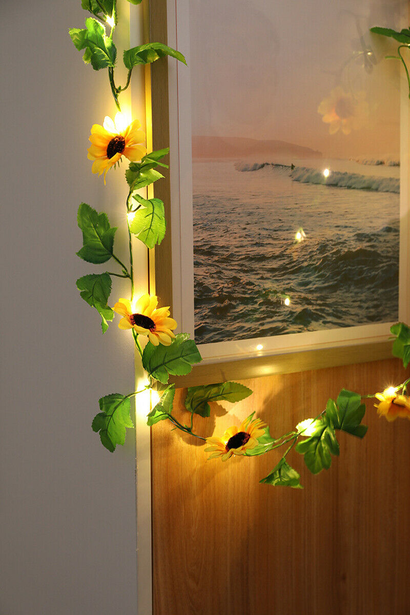 2m 20LED Artificial Sunflower String Light Fairy Lights Home Party Warm Decor