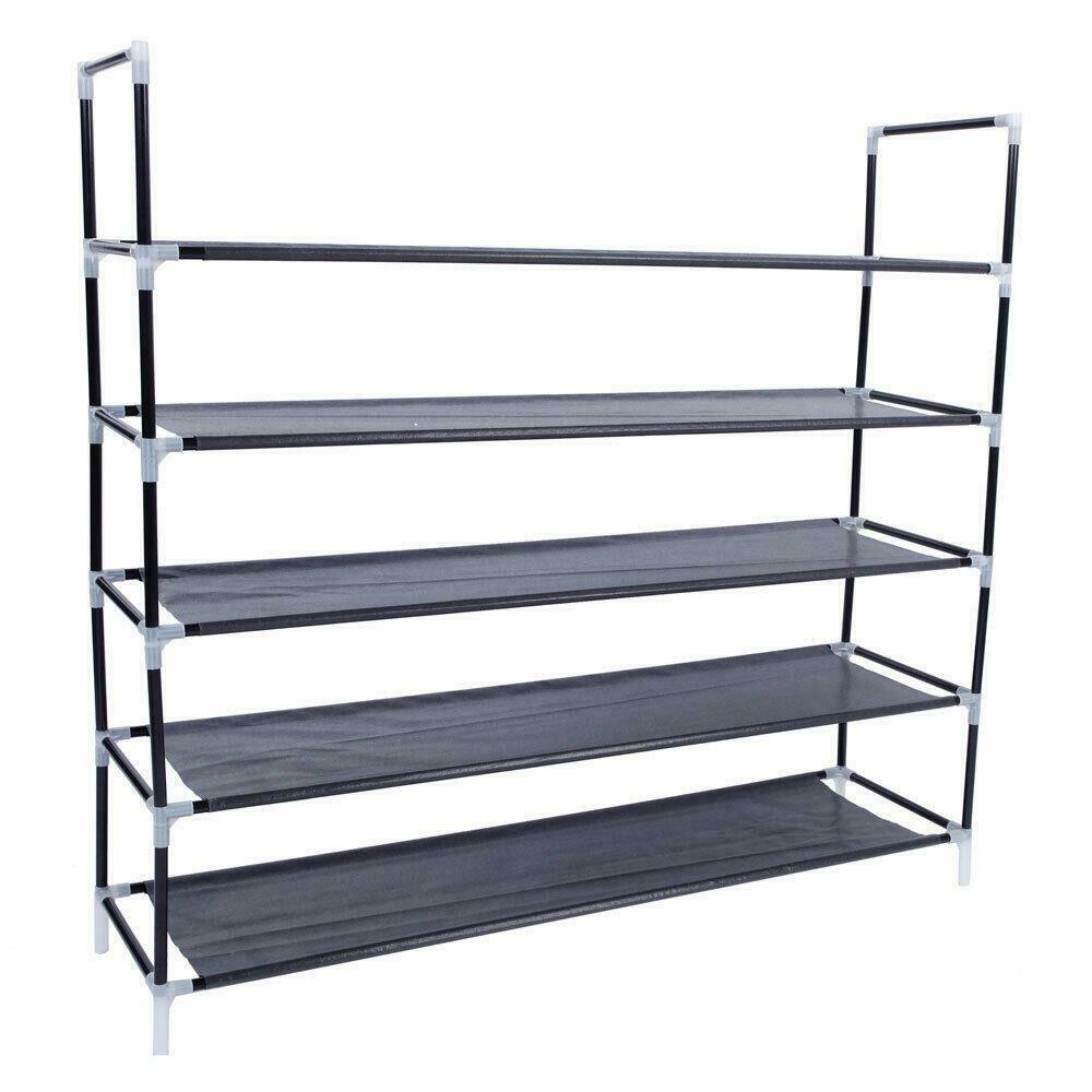 25 Pair 5-Tier Shoe Rack Stand Storage Organizer Spave Save Shelf Holder  Black