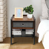Industrial Bedside Table Fabric Drawer & Low Shelf Nightstand Side Table Cabinet