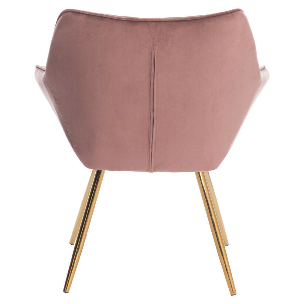 2Pcs Blush Pink Velvet Dining Chairs Accent Upholstered Kitchen Seat Metal Legs