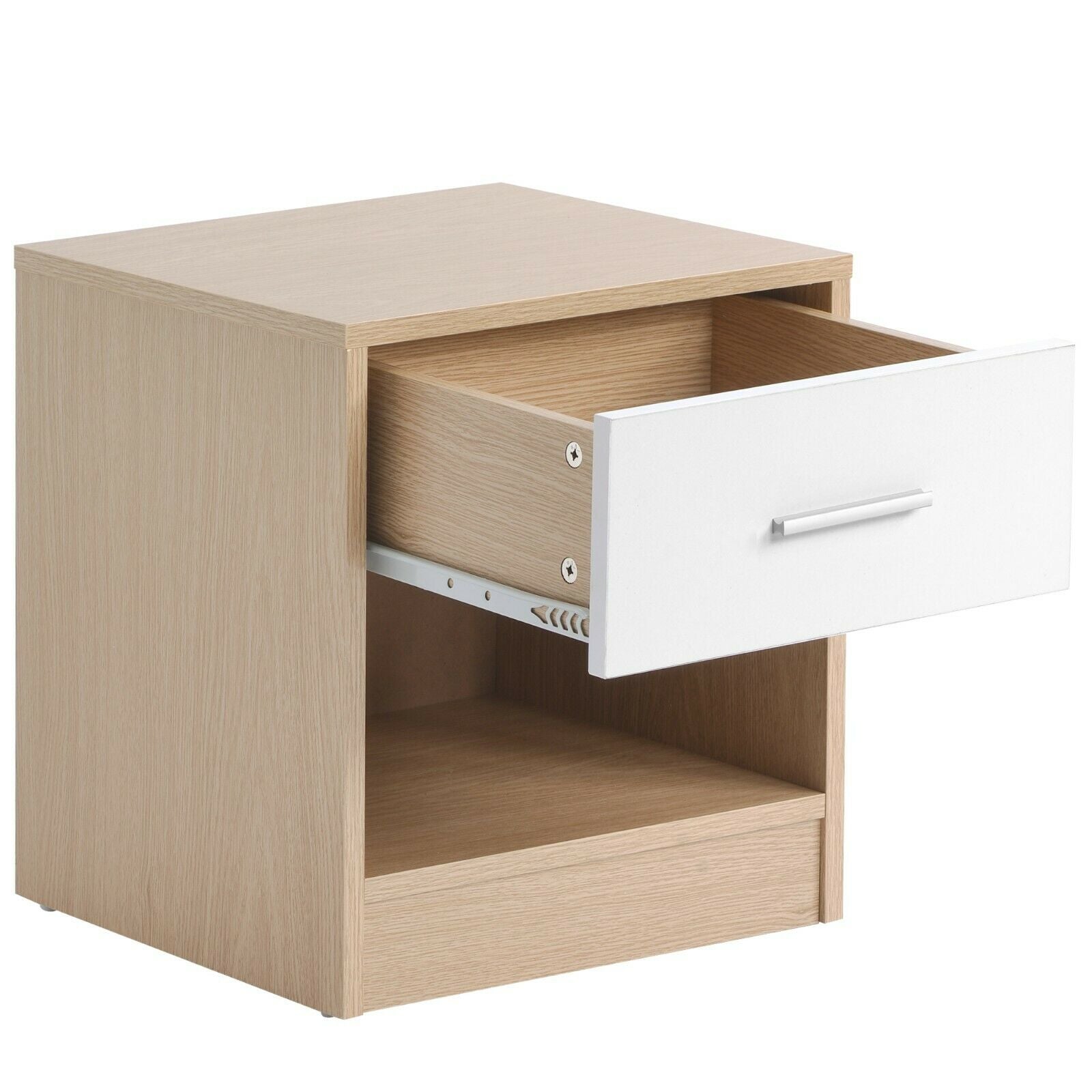 2 Drawer Wooden Bedside Table Cabinet Nightstand Storage Bedroom Furniture