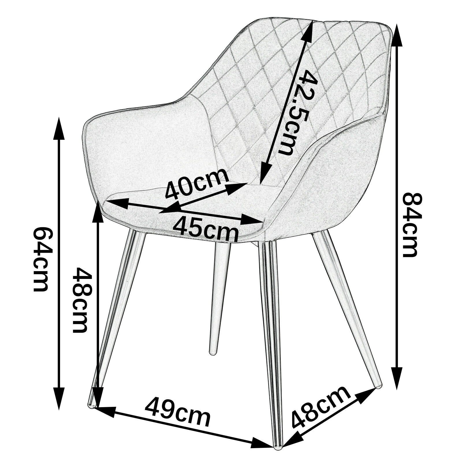 2x Kitchen Dining Chair Lounge Living Room Corner Chair with Fabric Metall