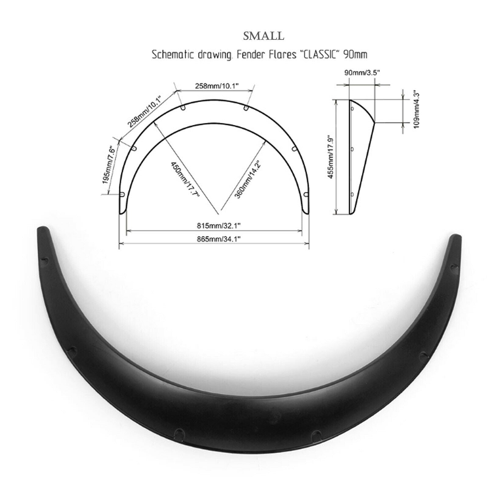 4pcs Universal Widened JDM Fender Flares Wheel Arch 2 inch ABS Car Fittings