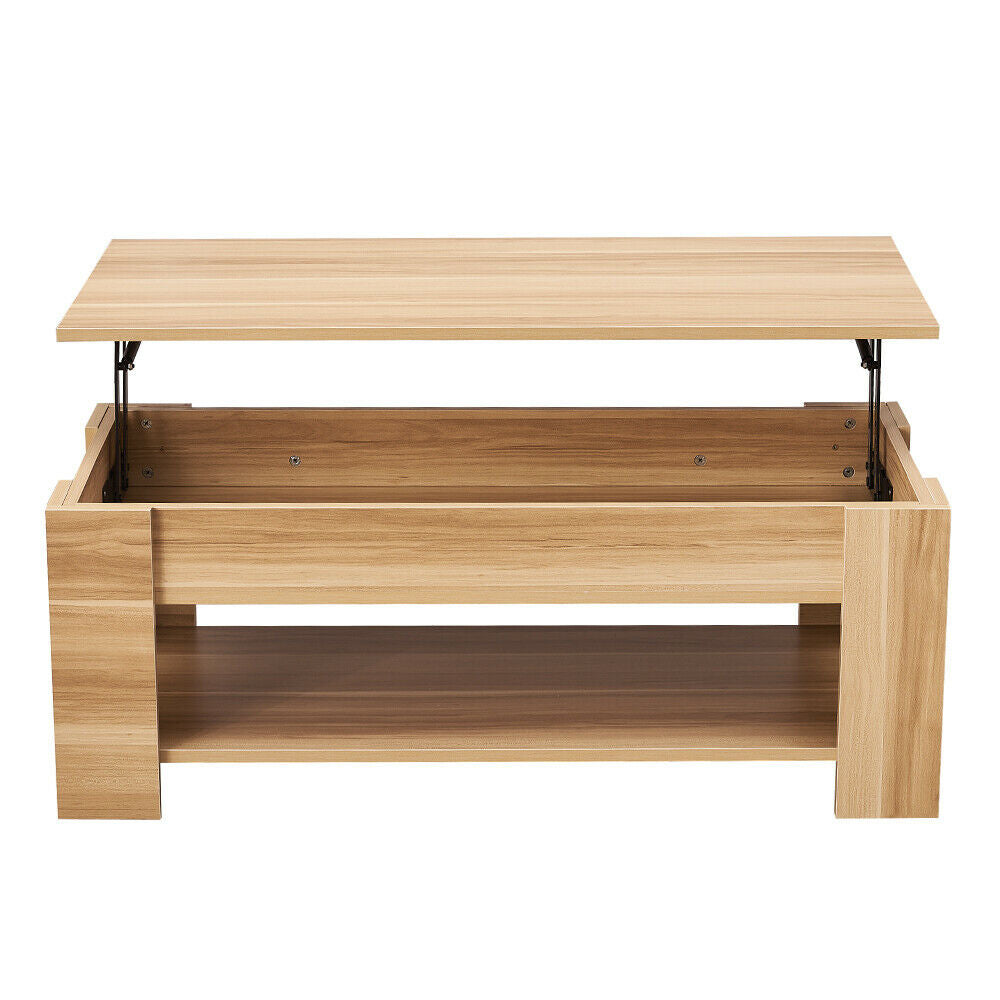 Lift Up Top Coffee Table Wooden Coffee Tea Table with Sliding Top Hidden Storage