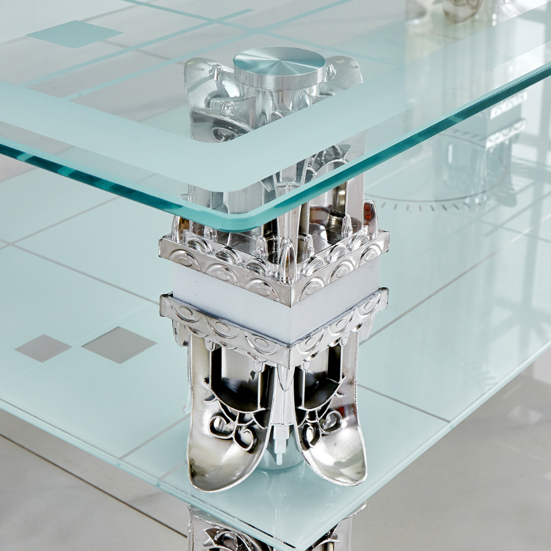 LX Glass Coffee Table With Storage Shelf Rectangle Modern Living Room Furniture