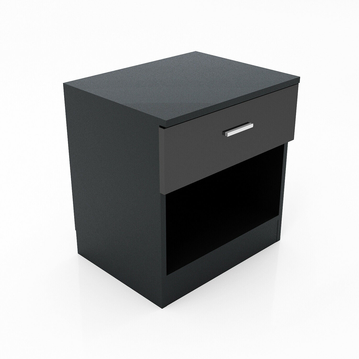 High Gloss Black Bedside Table Cabinet Storage with Drawer Bedroom Furniture UK
