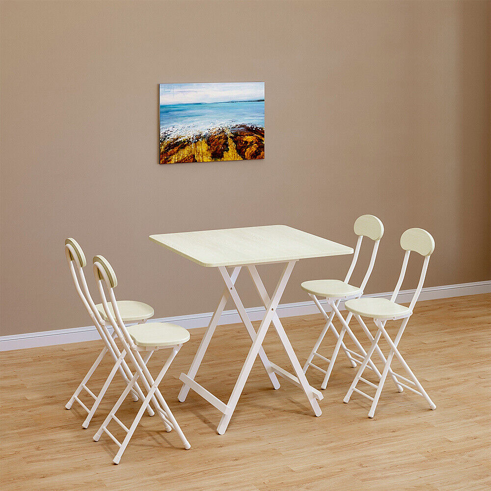 Small Folding Table Chairs Portable Foldable Kitchen Dining Set Office Quildinc