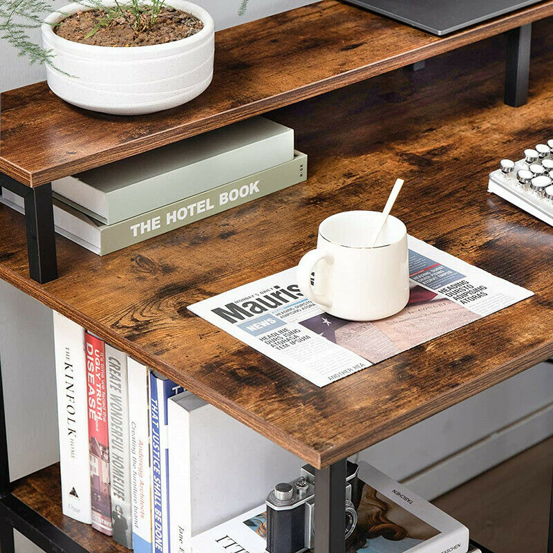 Large Computer Desk With Shelves Laptop Study PC Table Home Office Corner Desk