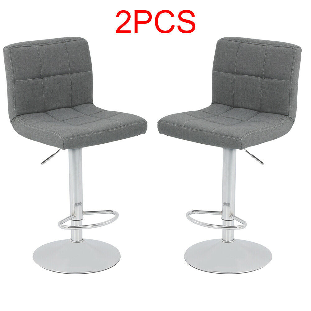 2X Bar Stools Adjustable Breakfast Kitchen Stools Fabric Swivel Chrome Gas Lift