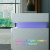High Gloss Bedside Table Cabinet Bedroom Storage Nightstand with RGB LED Light