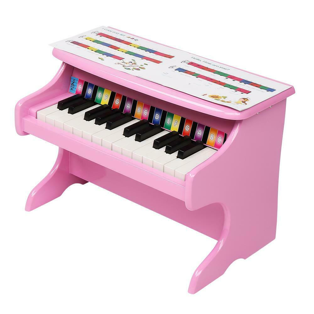 Kids Children 25 Keys Wooden Piano Keyboard with Score,Phonetic