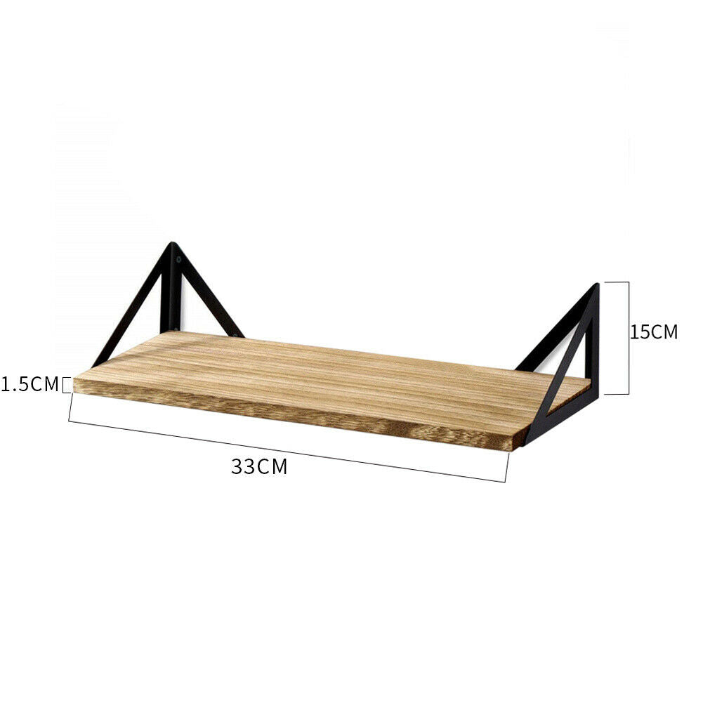 Rustic Industrial Style Wooden Metal Wall Floating Shelf Storage Shelving Unit