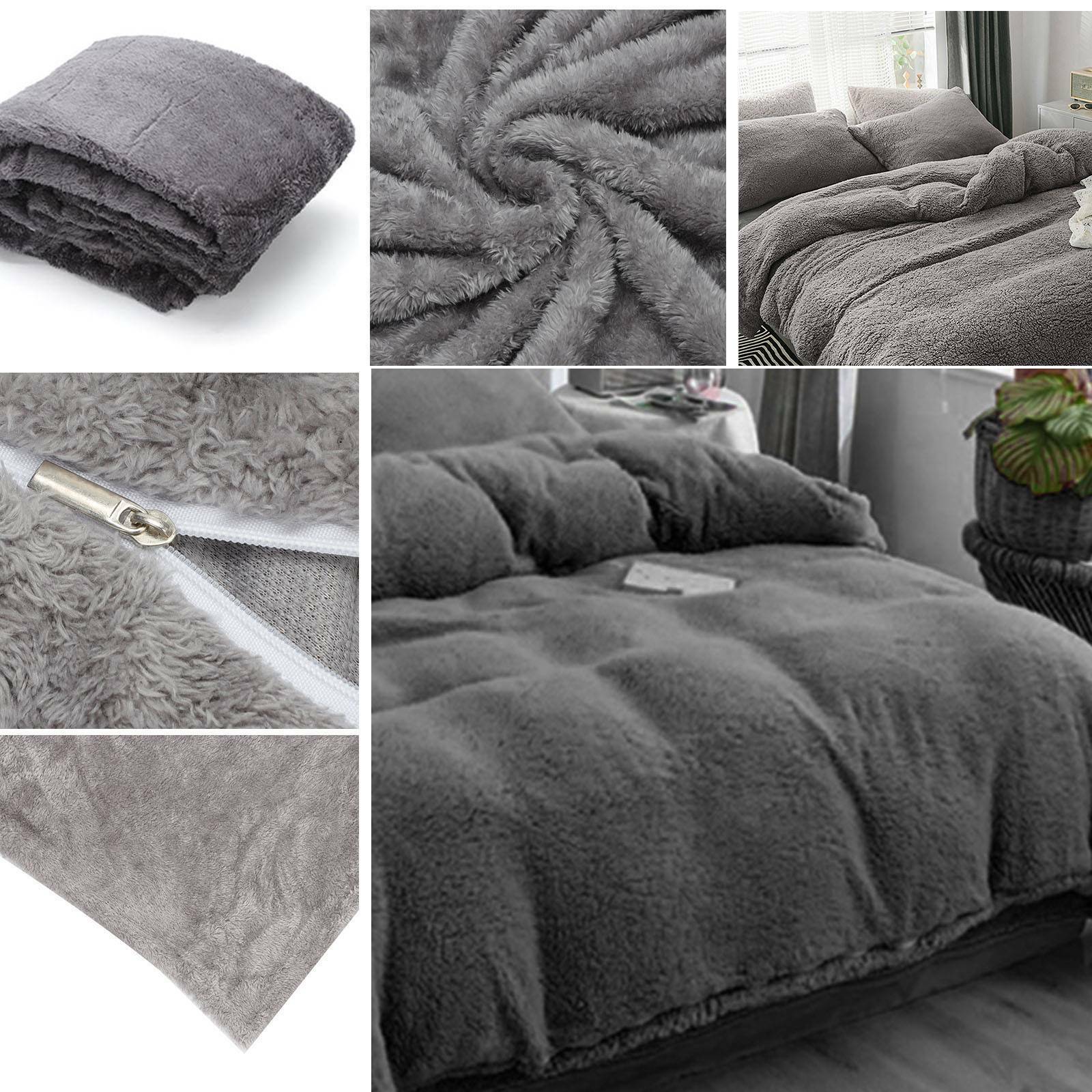 Teddy Fleece Duvet Cover Set Soft Warm Cosy Quilt Cover Set Single Double King