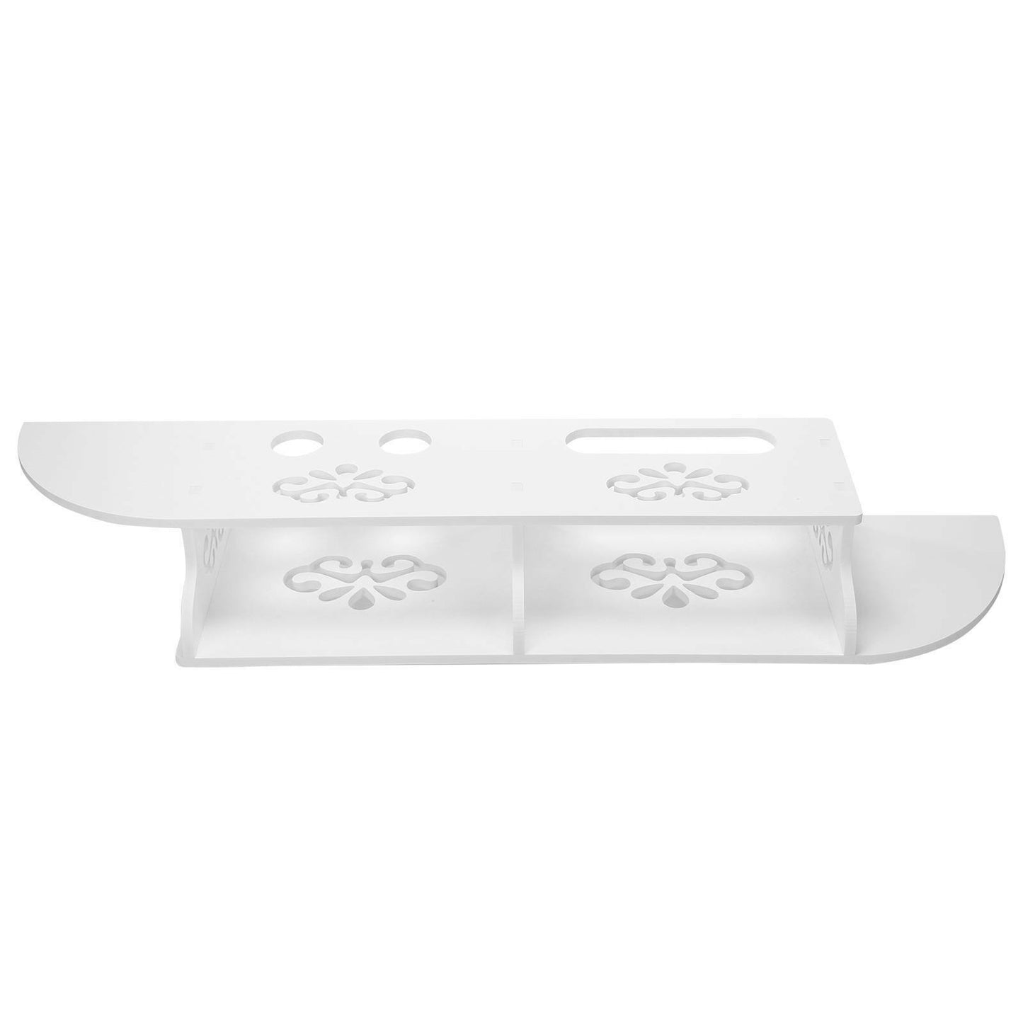 Hollow Carved 2 Tier Floating Wall Shelves for TV CD DVD Bookcase Storage Unit