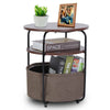 Vintage Coffee Round Table Sofa SideTable Bedside End Table Nightstand w/ Basket