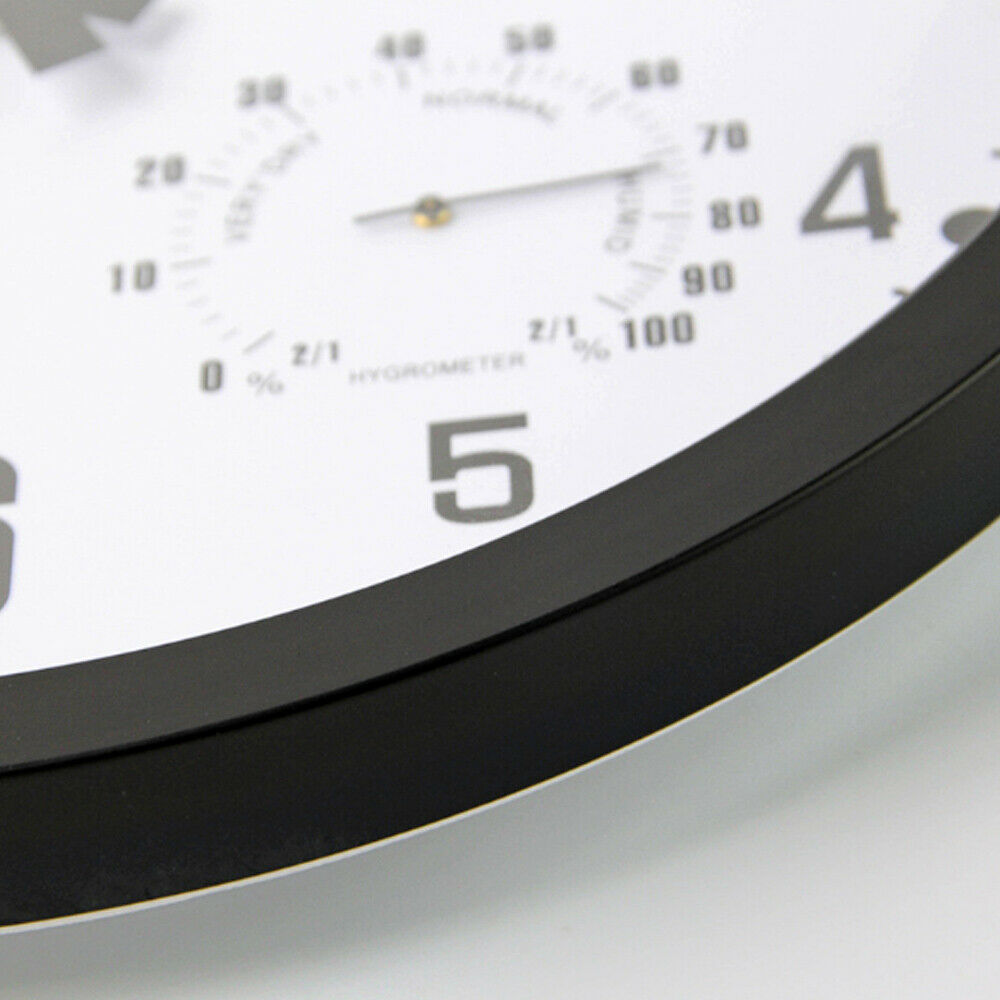 ❤Large Wall Clock Vintage Temperature Humidity Round Modern Retro Quartz Clocks