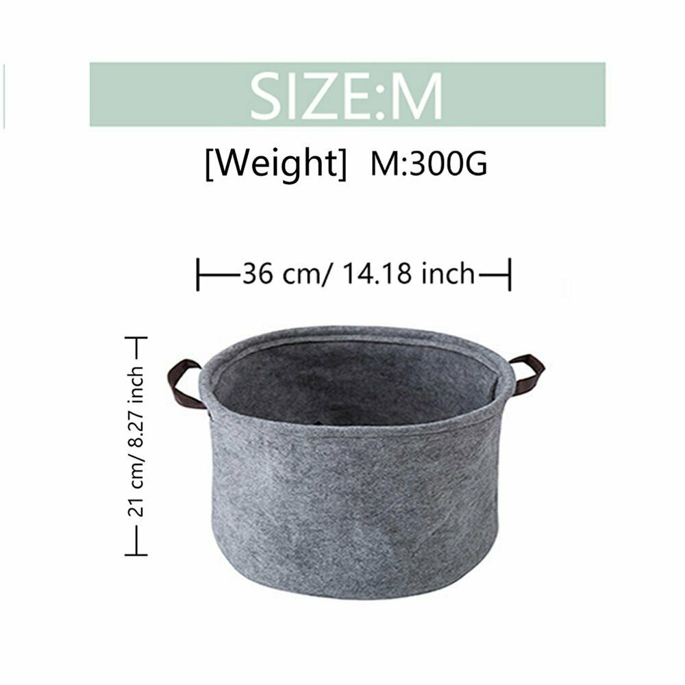 Grey Felt Storage Basket Bin with Handle Bedroom Closet Clothing Toy Storage UK
