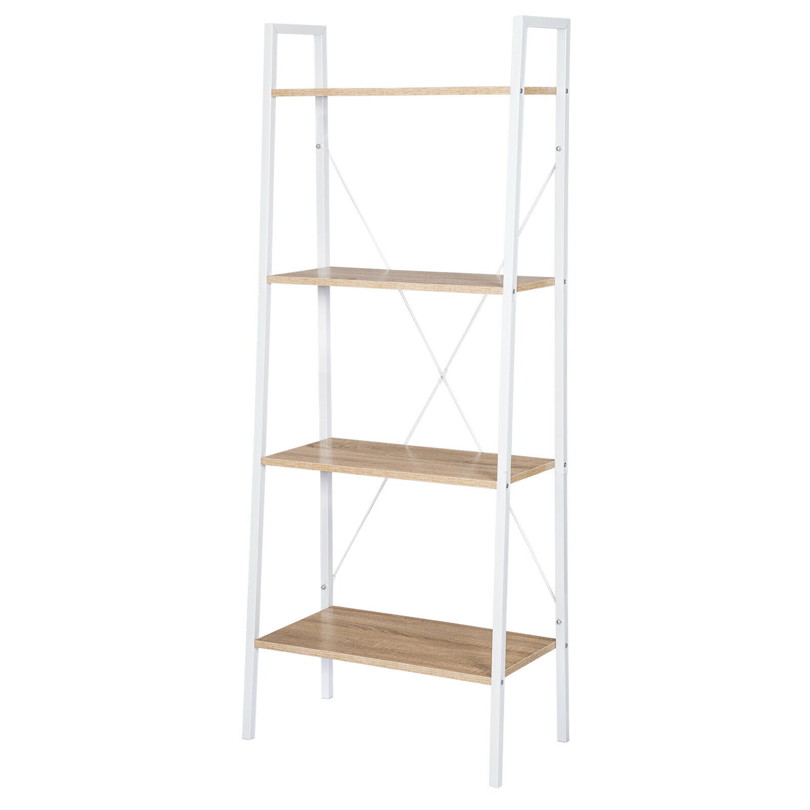 4-Tier Storage Rack Bookcase Display Plants Stand Shelf Metal Frame Ladder Shelf