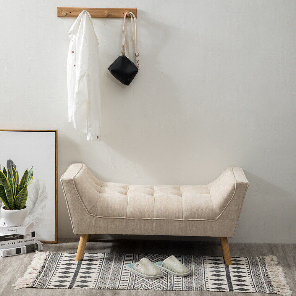 Chenille Bed End Side Chaise Lounge Sofa Window Seat Arm Bench