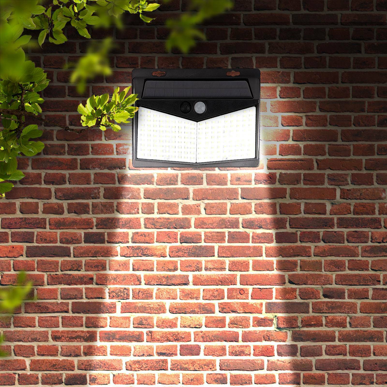 208 LED Solar Powered PIR Motion Sensor Light Garden Outdoor Security Wall Light
