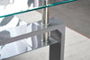 Modern Clear Glass Top with Grey Shelf & Grey High Gloss Legs Coffee Table Home