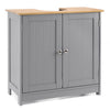 Bathroom Under Sink Cabinet Grey Bamboo Wooden Storage Cupboard Unit