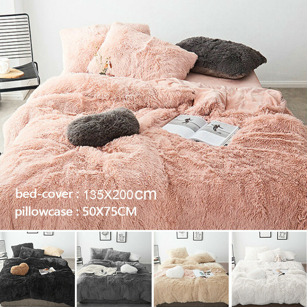 Teddy Fleece Duvet Cover Set Soft Warm Cosy Quilt Cover Set Single Double King