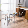 3 piece Modern Breakfast Bar Dining Table and 2 Chairs Set Metal Frame Kitchen
