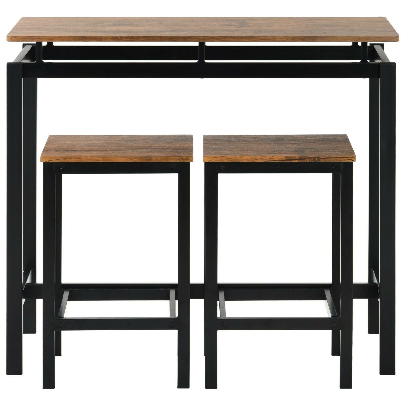 Bar Table and Stool Set For Kitchen Dining Room 2 Metal And Wood Stools High