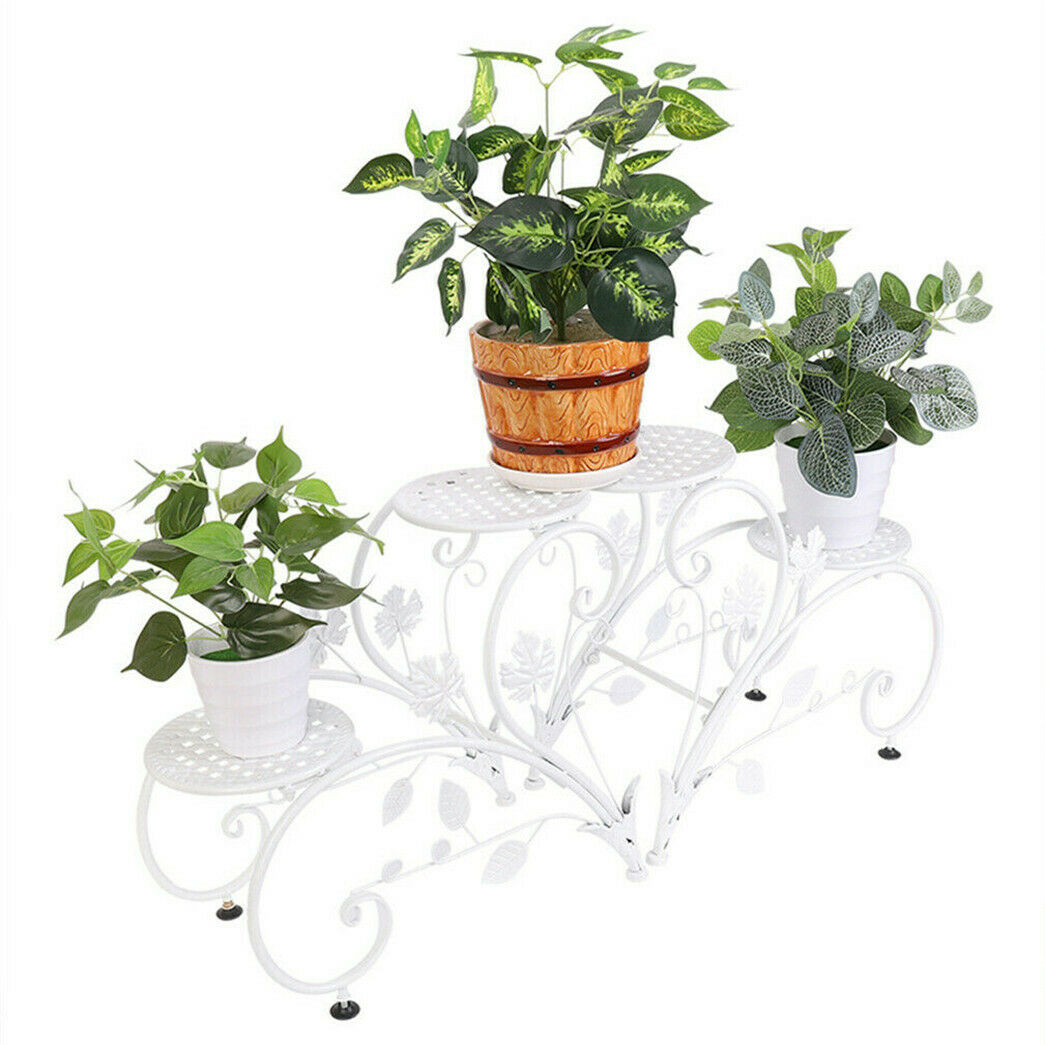 Set of 2 Flower Holder Rack Elegant Swan Shape Plant Stand Planter Support Shelf