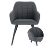 2xDining Chair Linen Counter Chair Steel Legs Tub Chair Armchair with Armrests