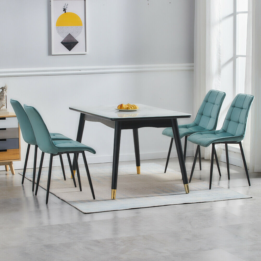 2× Modern Kitchen Dining Chairs Velvet Padded Seat Office Living Room Chair Set
