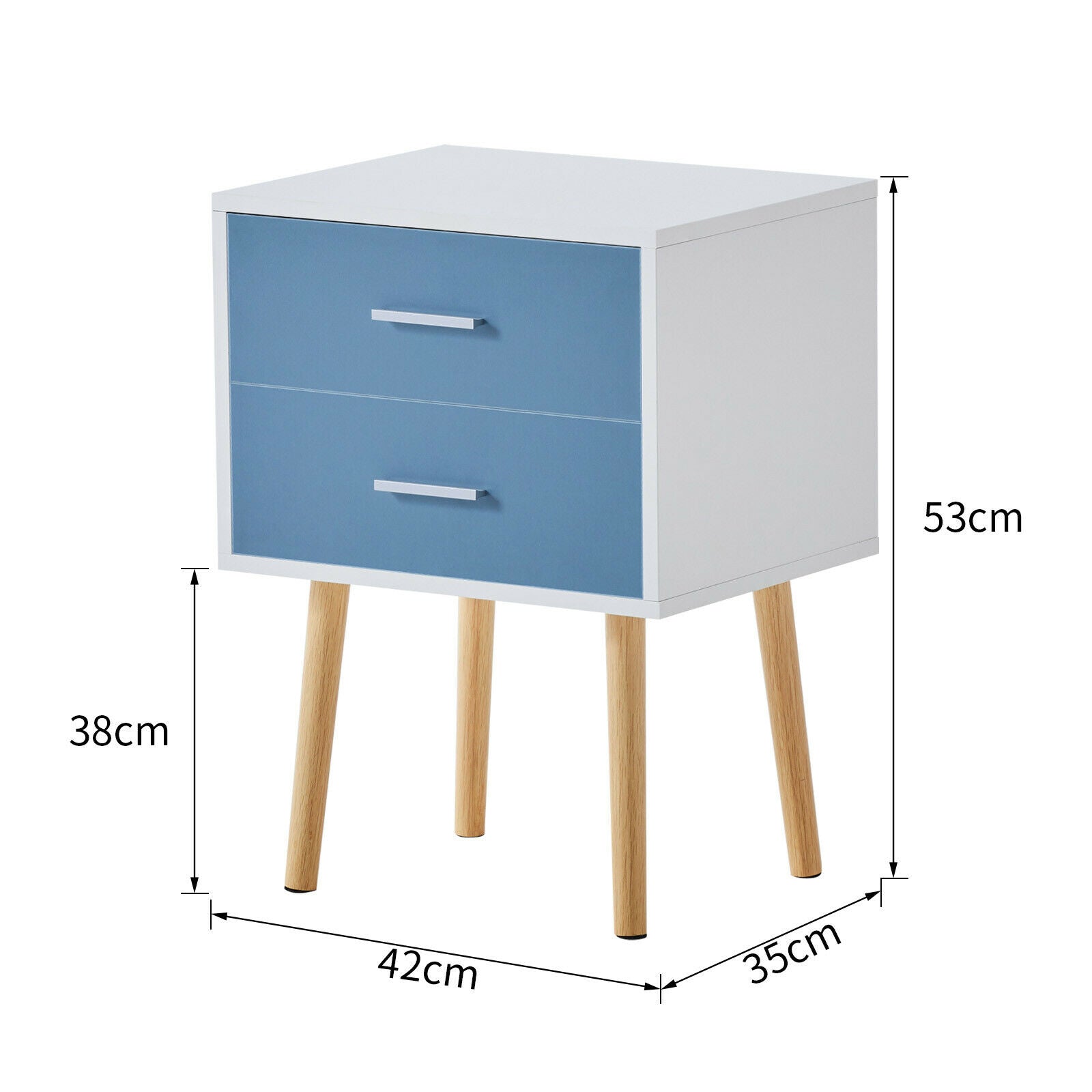 White Bedside Table Side Table 2 Drawers Cabinet Wooden Nightstand Storage Chest