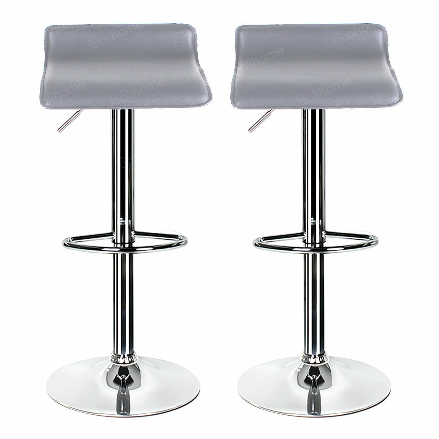 2×Bar Stools Leather Chairs Breakfast Chairs Swivel Gas Lift Kitchen Cushioned