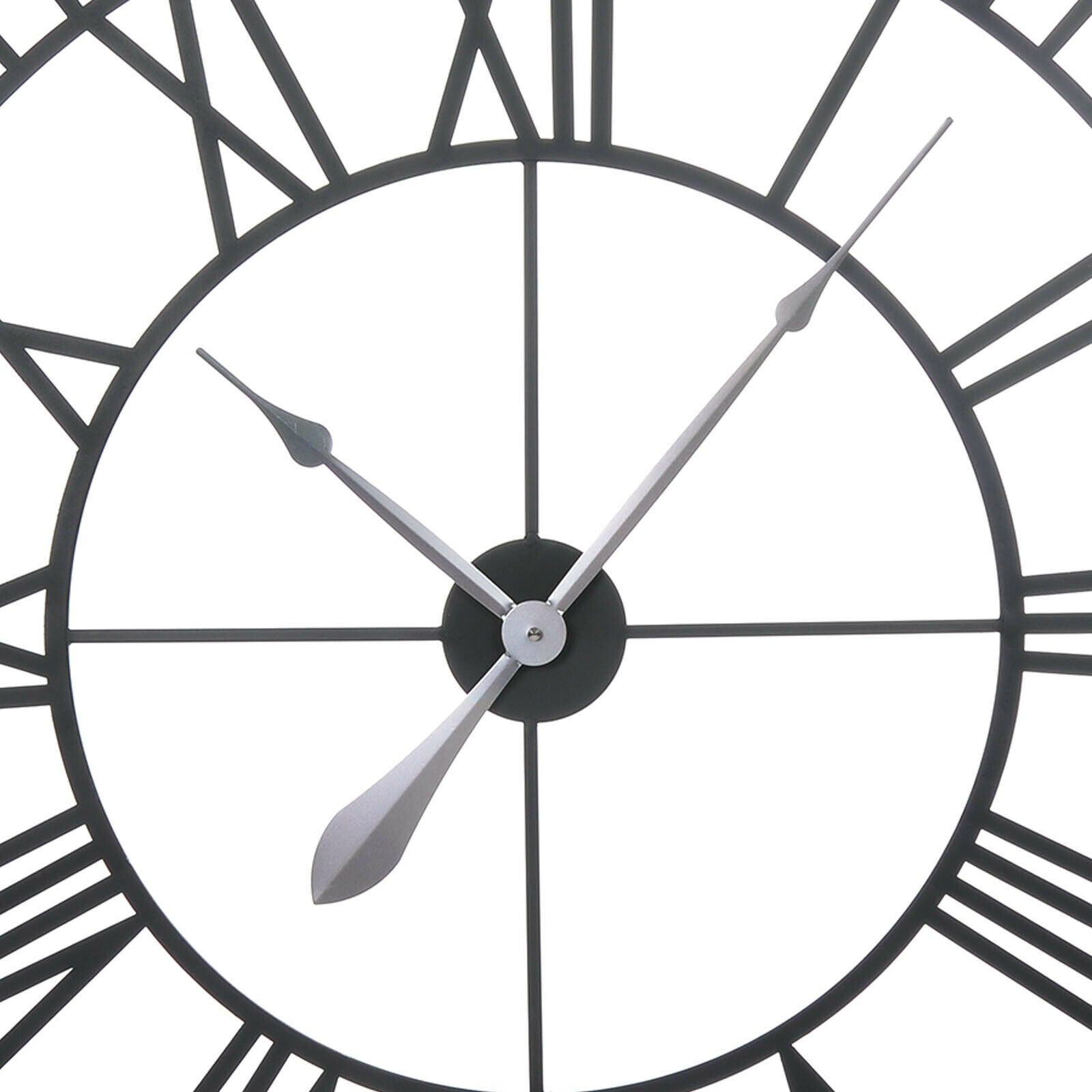 Large Metal Home Wall Clock Big Roman Numberals Giant Open Face 80cm Round