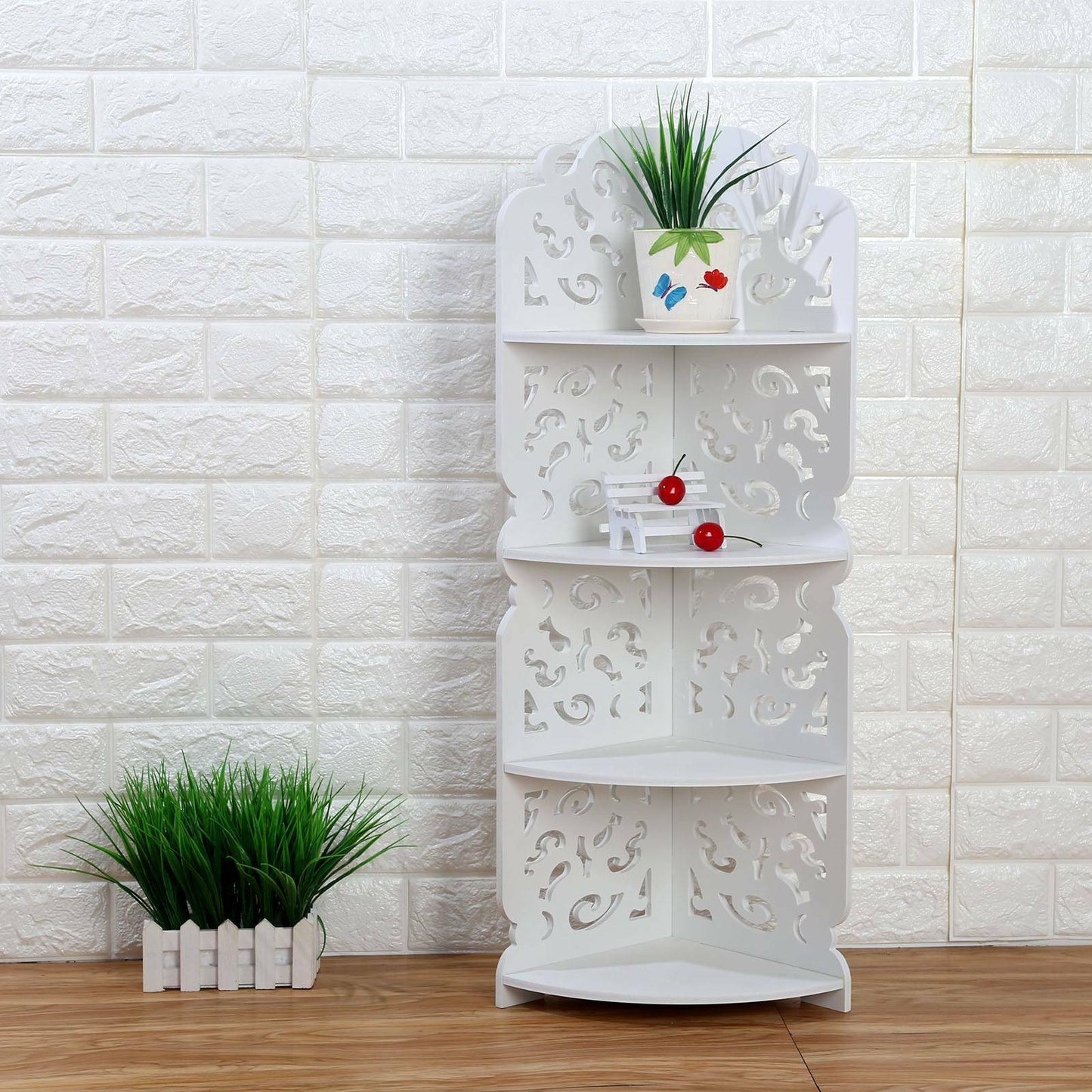 Corner Shelf Stand 4 Tiers Organizer Rack Bathroom Kitchen Storage Display Unit