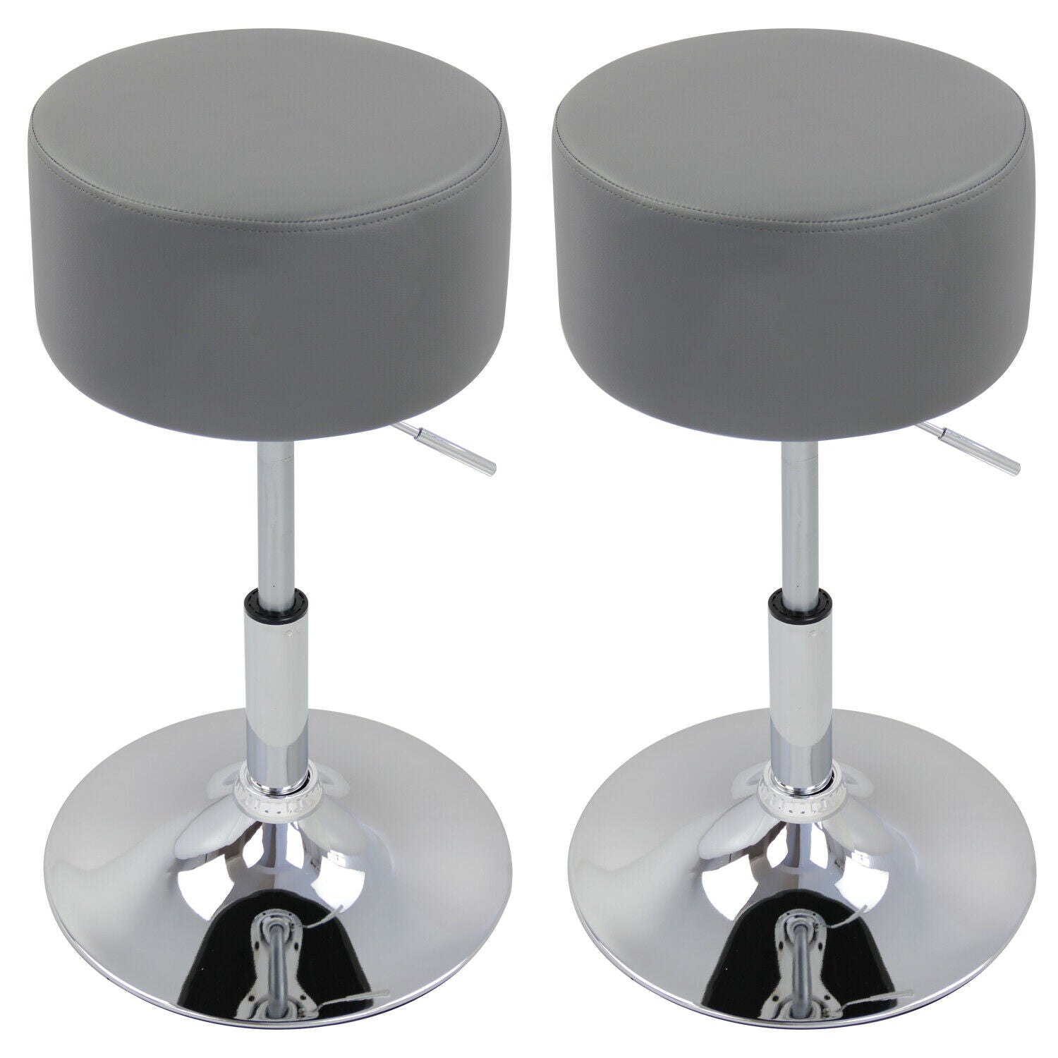 1/2x Bar Stool Gas Lift Swivel Stool Club Cafe Breakfast Chair PU Leather Metall