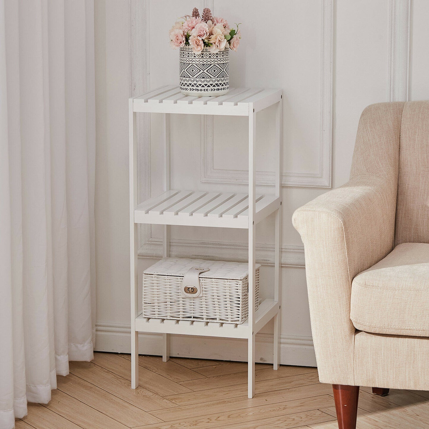 3 Tier Wooden Storage Shelves Hallway Corner Display Plant Stand Organiser Shelf