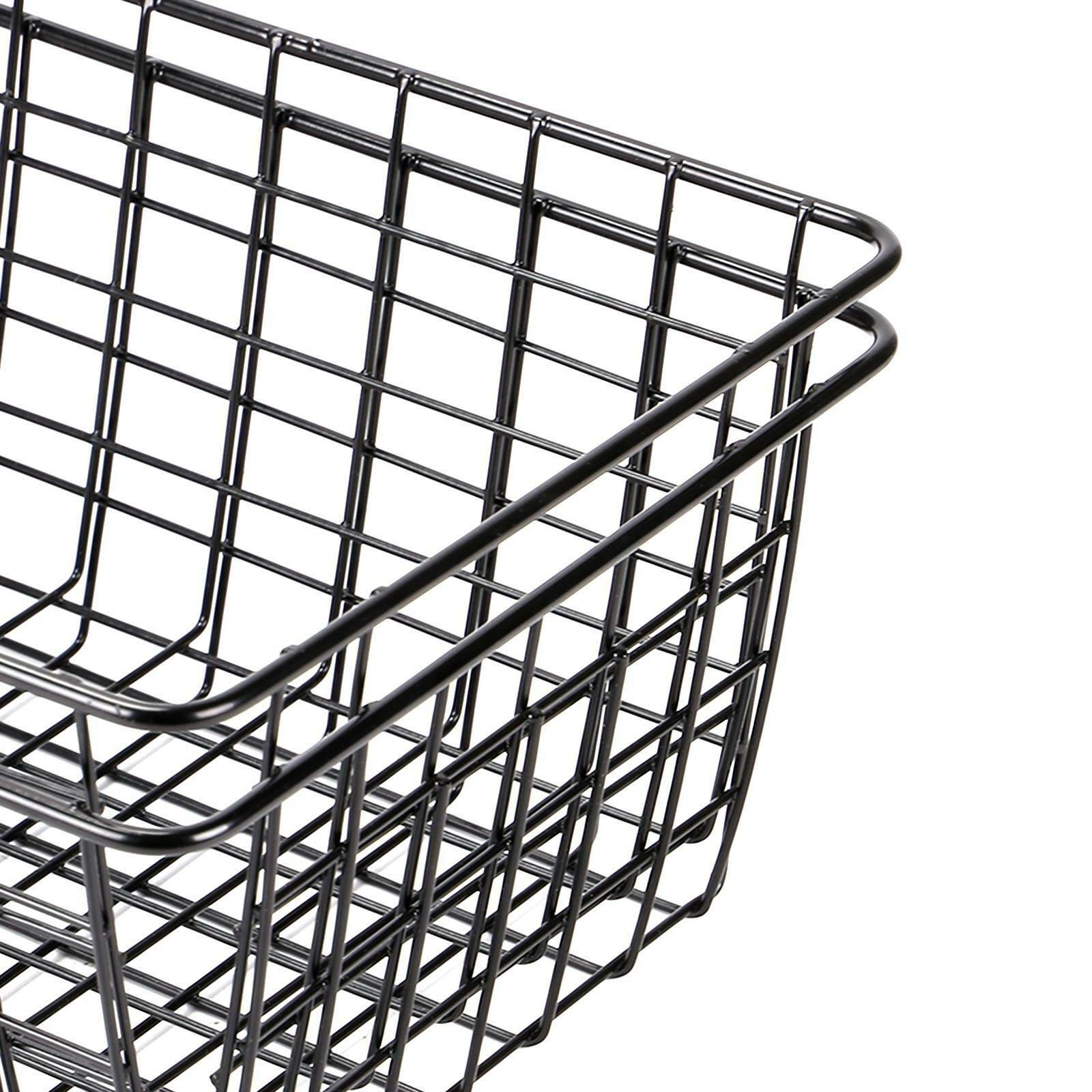 2pcs Iron Storage Basket Metal Wire Mesh Basketry Bathroom kitchen Tray Desk UK