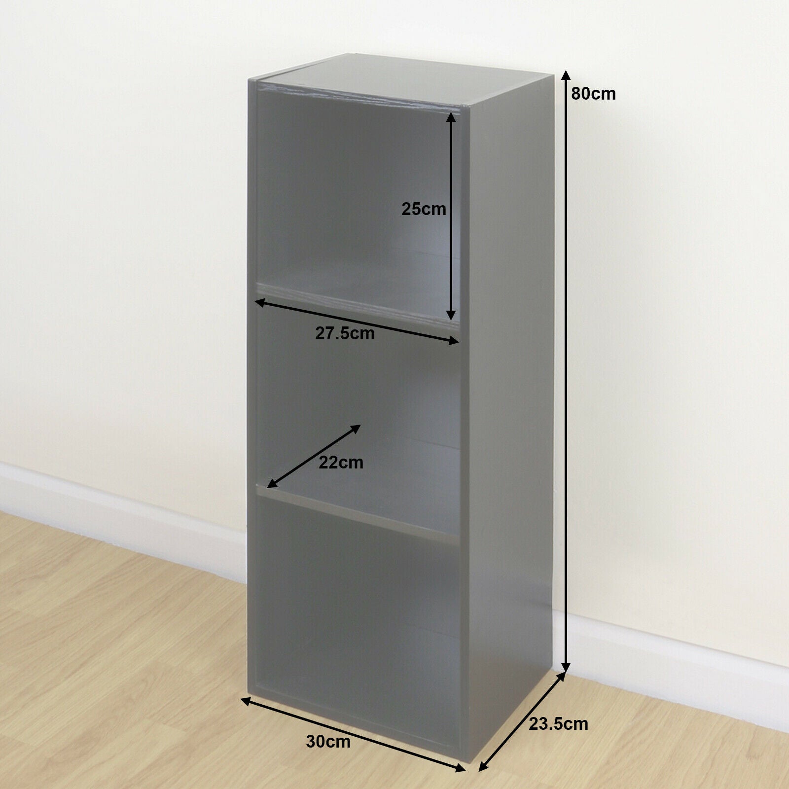 3 Tier Wooden Black Cube Bookcase Storage Display Unit Modular Shelving/Shelves