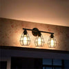 3-Light Industrial Bathroom Vanity Light Metal Wire Cage Wall Sconce Wall Lamp