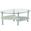 Rectangle Glass Coffee Table Modern Living Room Furniture Top Lower Shelf Chrome