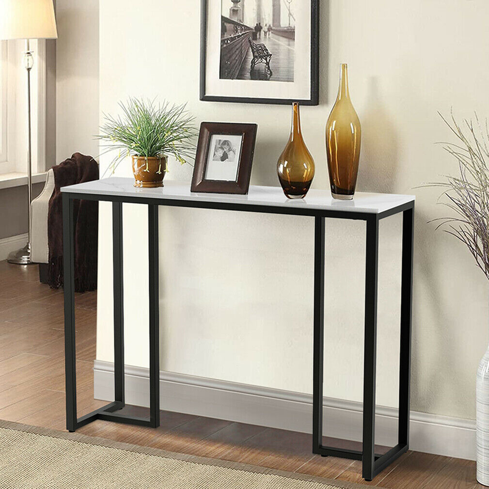 Sturdy Marble Top Console Table Sofa Side Table for Hall Entryway