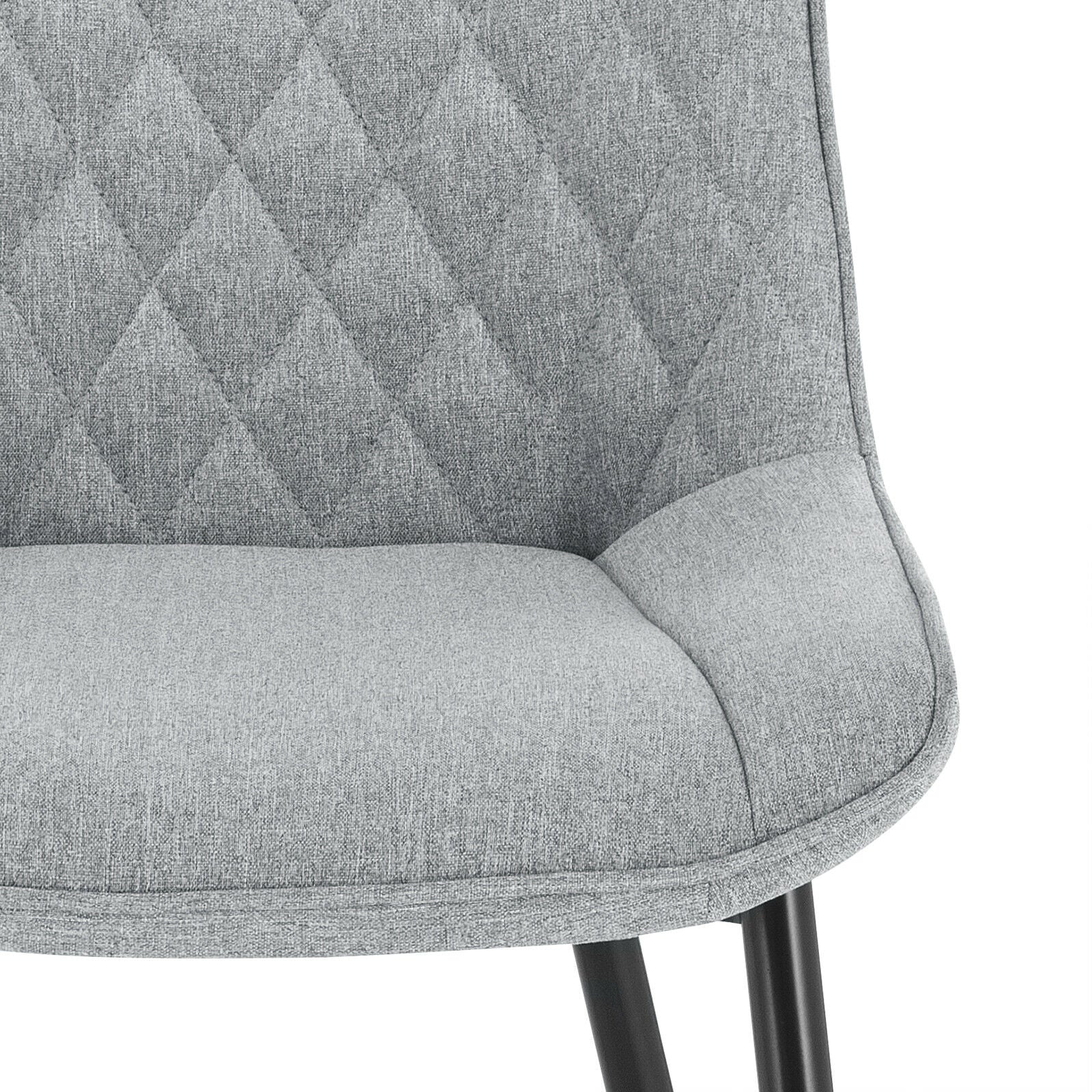 2XDining Chairs Kitchen Chairs Living Room Chairs Linen with Padded Seat Grey