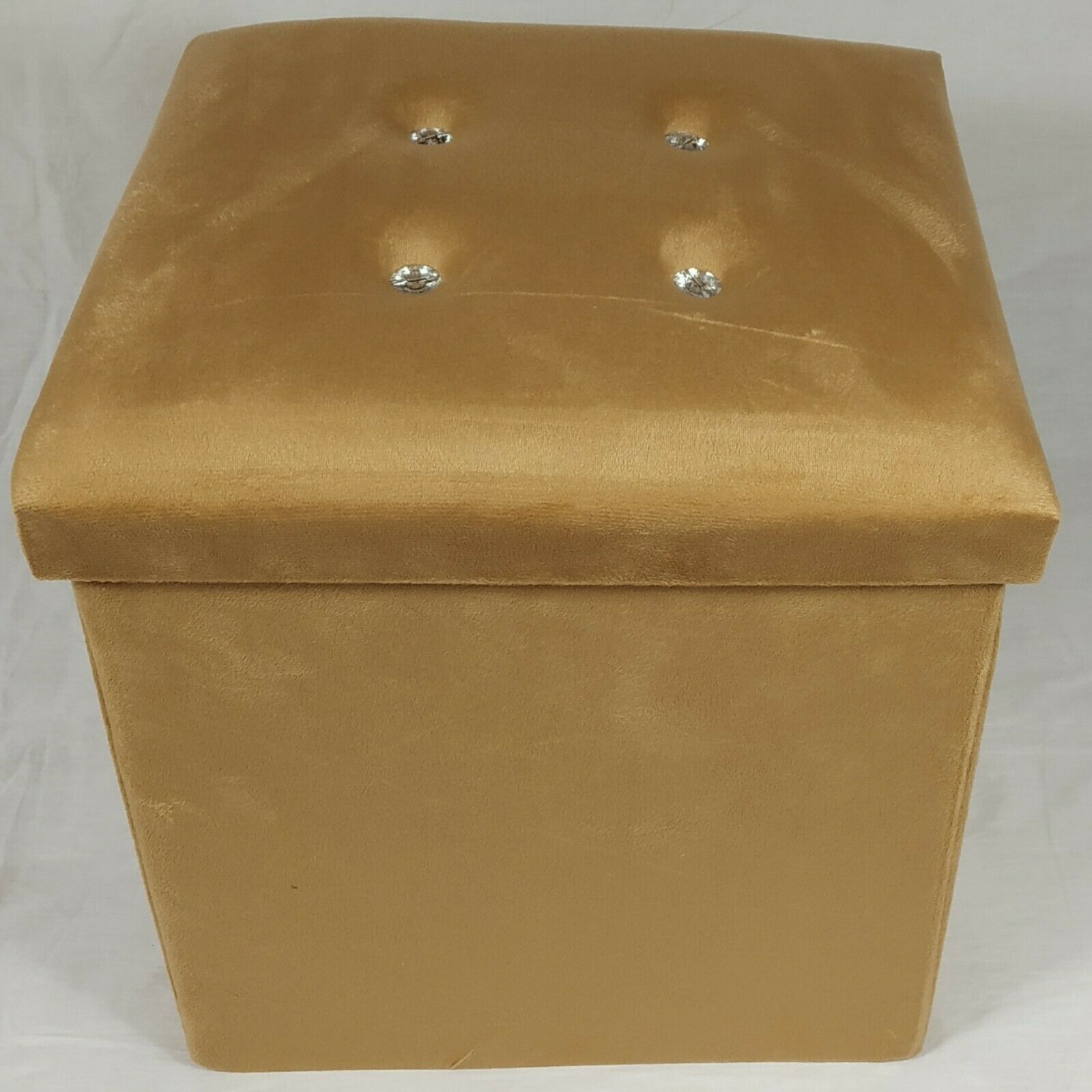 Soft Velvet Diamante Ottoman Folding Storage Box Footstool Seat new colour