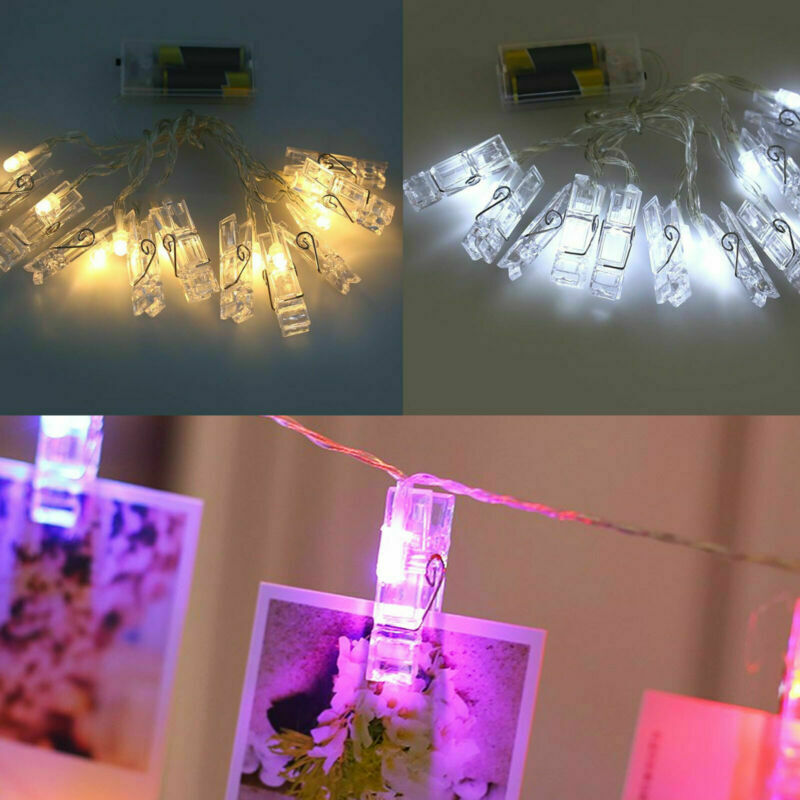 30 LED Hanging Picture Photo Peg Clip Fairy String Lights Party Bedroom Decor